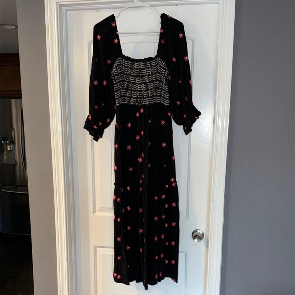 Amazon Black and Pink Smocked Sundress with Bishop Sleeves
